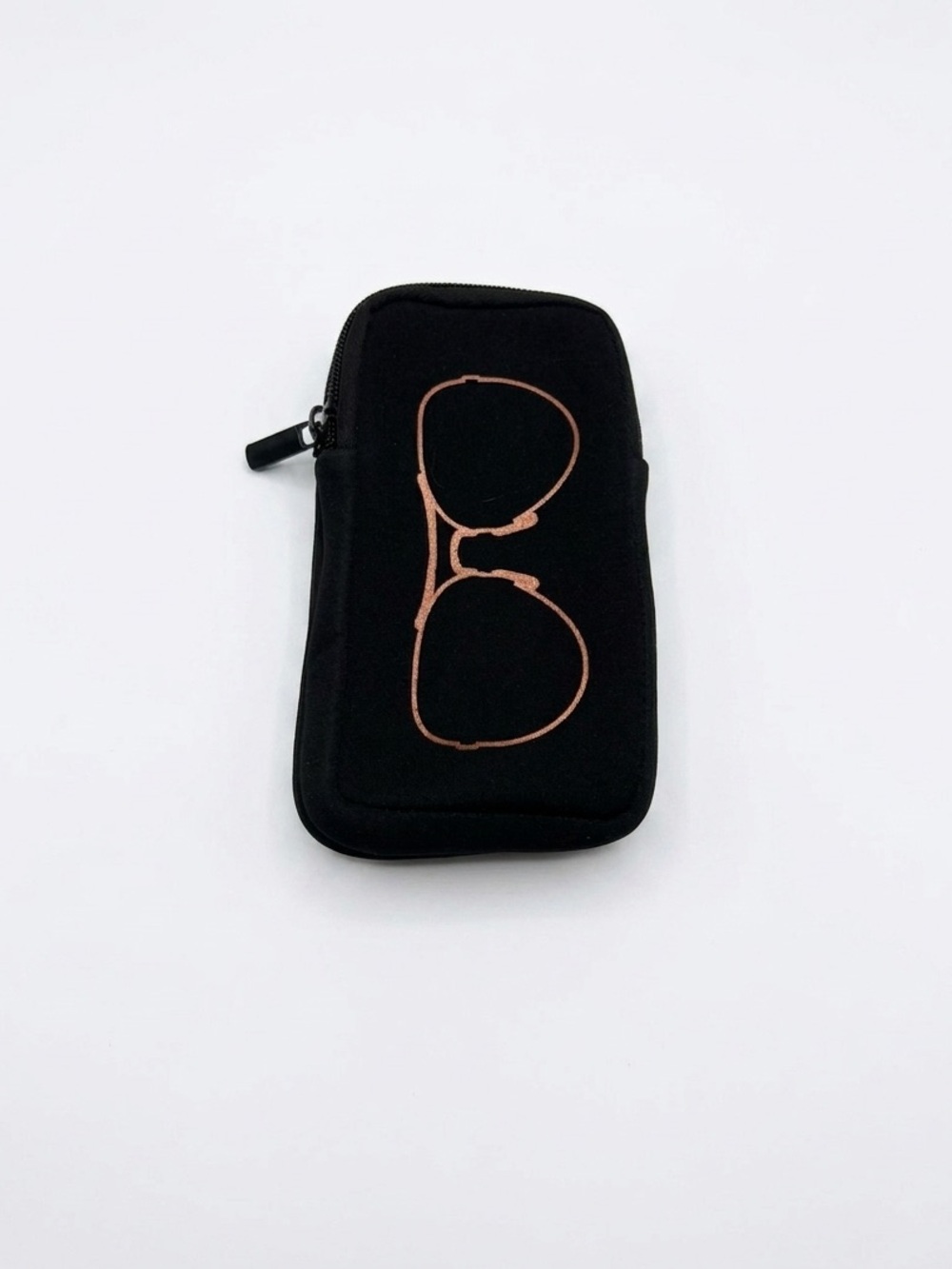 mine Black Sunglasses Pouch with Rose Gold Eyeglass Outline